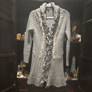 Elegant Gray and Cream Women's Cardigan